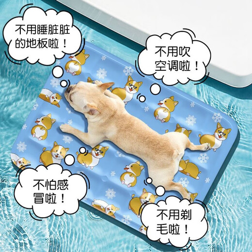 梦多福 宠物冰垫 猫咪冰垫子狗狗夏天凉席猫窝狗窝夏季防水耐咬降温冰垫 L码50*60cm-新萌宠蓝-即用即凉 猫窝狗窝冰垫凉席凉垫