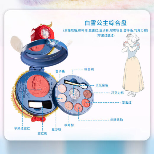 迪士尼（Disney）公主彩妆盒美妆迷你随身化妆女孩玩具彩妆唇膏腮红眼影儿童节礼物