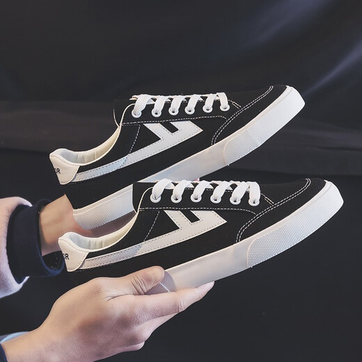 
Huili men's shoes thin canvas shoes men's spring new trendy versatile casual sneakers low top breathable student shoes black 40