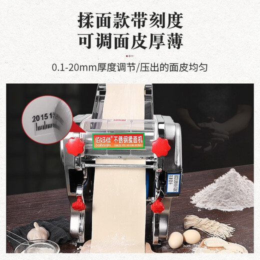 Jingyan Electric Noodle Press Vollautomatischer Edelstahl -Nudelmaschinen Haushalt Haushaltsknödelhaut Handwertige Roll -Nudeln integrierte Maschine Nudel Press 180 Edelstahl Luxustyp + Feingussmesser