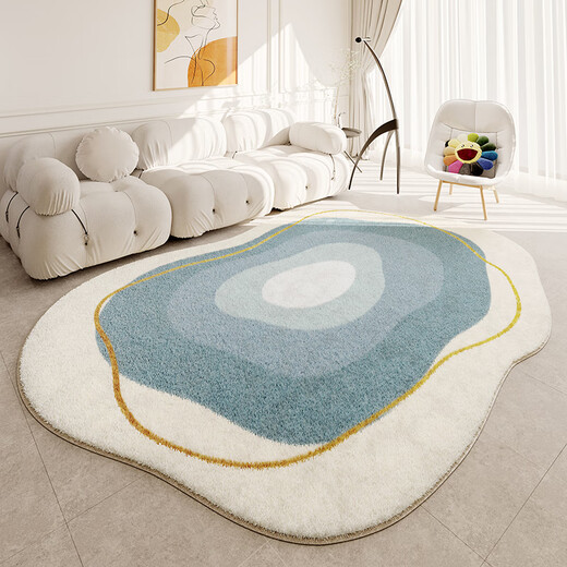 Chushang Carpet Salon Sofa Sofa Coffee Table sans laver en hiver irrégulier de cachemire épaissi étanche à la chambre en peluche de chambre à coucher bleu Mint de la menthe en forme spéciale (imitation en cachemire) (étanche) 60 * 160 (pas de perte de cheveux, fête des chats)