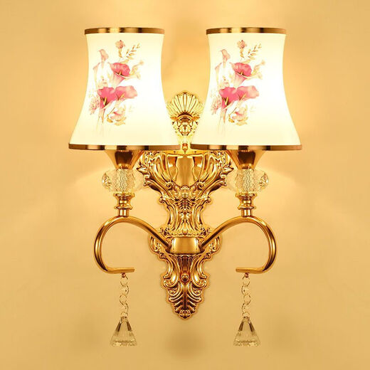 Yaotian remote control dimming wall lamp bedroom bedside lamp LED living room wall lamp hotel hotel stair corridor aisle lamp BD010-double head-glass new led warm light three-stop dimming