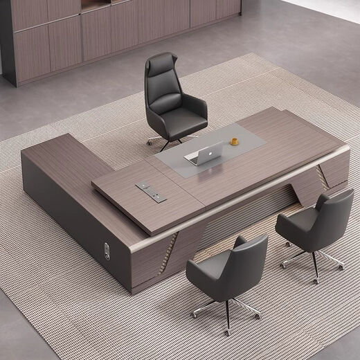 Fashionable and light luxury boss desk executive desk simple modern chairman office desk and chair light luxury desk 2.0m boss desk + multimedia cable box