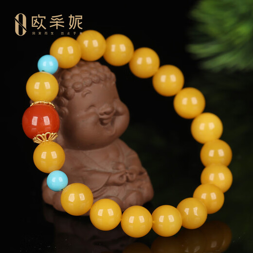 OUCERNY beeswax bracelet natural amber original heather red barrel beads old beeswax Duobao play bracelet bracelet for Chinese Valentine's Day gift