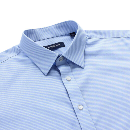 雅戈尔（YOUNGOR） 衬衫男士 秋冬季青年男休闲正装衬衫 GLDP16380IJA 浅蓝斜纹 42