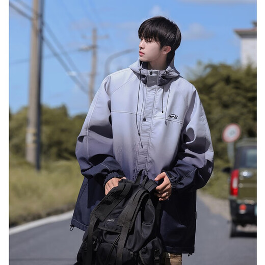 Foss Phil Gradient Jacket Men's Autumn and Winter New Couple Jacket Men's and Women's Trendy Three-Proof Outdoor Charge Top JKCY-JK9262 Phantom Black XL