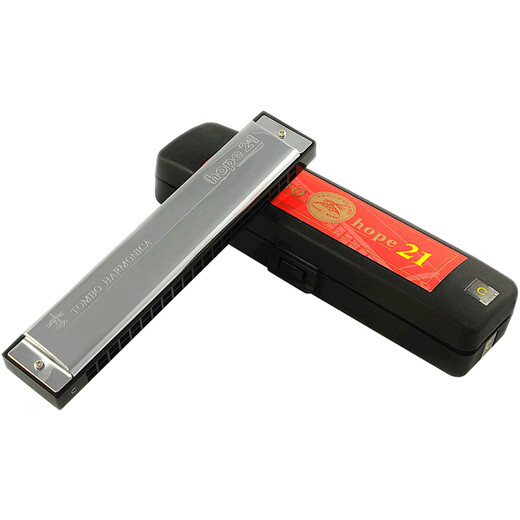 Tongbao (TOMBO) 21 hole polyphonic harmonica 6621 imported Japanese children's beginners' self-study instrument harmonica HOPE 21 hole C tune [Recommended for beginners] Full set of gifts