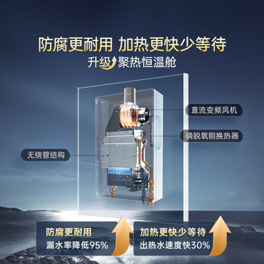 Haier 12 liter liquefied gas water heater gas frequency conversion smart constant temperature household ECO energy saving 40% small size instant heating forced exhaust water and gas double-adjustable low pressure start large screen anti-freeze UTS 12L UTS liquefied gas one kitchen and one bathroom 12 liters