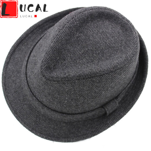 LUCALY Republic of China-Stil Herren-Top-Hut von Männern Frühling und Herbsthut Herrenhut Winter Wolle warmhermer Herbst und Winter mittleren Alters und älterer Jazzhut Winter alter Männerhut Schwarz S (55-56 cm) mit Schrumpfseil im Inneren
