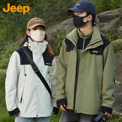 Jeep (JEEP) assault jacket men and women couple coat autumn and winter three-in-one functional three-proof men's clothing ivory white women's style L