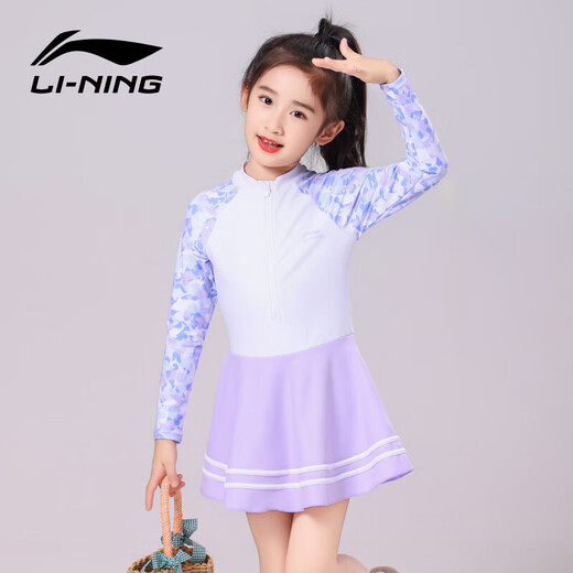 Li ning (li-nun) Kinder Badeanzug Girls Cute Fun einteiliger Badeanzug konservativer lässiger Badeanzug 736 Langarmer Stil 130