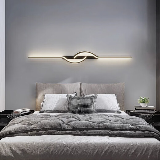 GUYES strip wall lamp minimalist creative strip lamp living room sofa lamp simple modern bedroom Guangdong Zhongshan lamp wall lamp black 80CM-three-color dimming