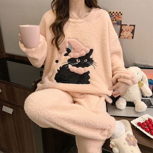 浪莎半边绒睡衣女款冬季加绒加厚珊瑚绒2025年新款家居服小个子女专属 YY[加厚保暖4872粉色 S [推荐80-100斤