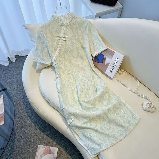 含蕊旗袍女2024新款30-40岁夏天穿的夏季小个子改良裙新中式国风盘扣 9221 M