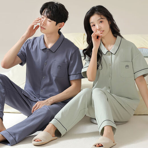 MANZHIWAN COUPLE PAJAMAS LONGESSERS À MANDE COURT CORCE COTON PURT SUMBRES FEMMES FEMMES POUVEZ PORTER LES VOITS À LA MAISON AUTOMNE 12605 FEMME SÉGION XL (recommandée 120-140 Jin [Jin est égal à 0,5 kg]))