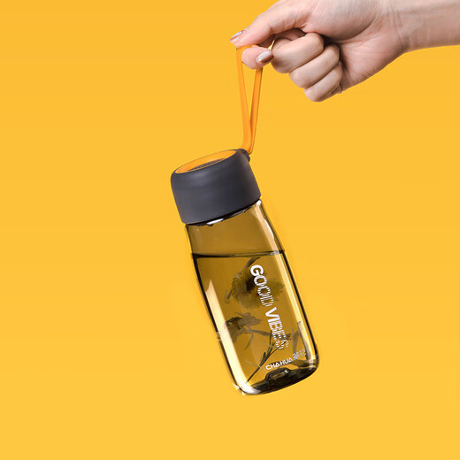 Camellia (CHAHUA) sports water cup, summer plastic kettle, sports and fitness cup for men and women, student water cup with tea partition cup, yellow 520ml 1 piece