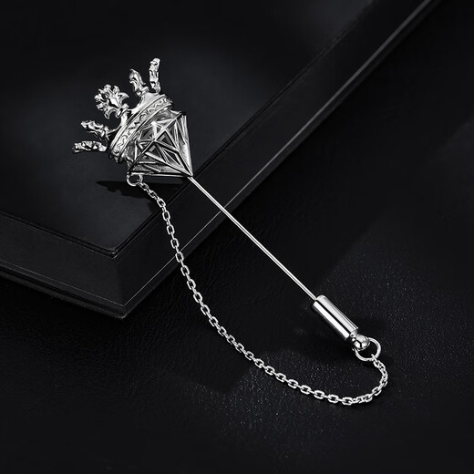 Mingyang Decorative Sea MYSH 925 Silver Crown Crown Brooch Men's Suit Shirt High-end Original Design Niche Corsage Pin Button Crown Brooch + Brand Brand Gift Box