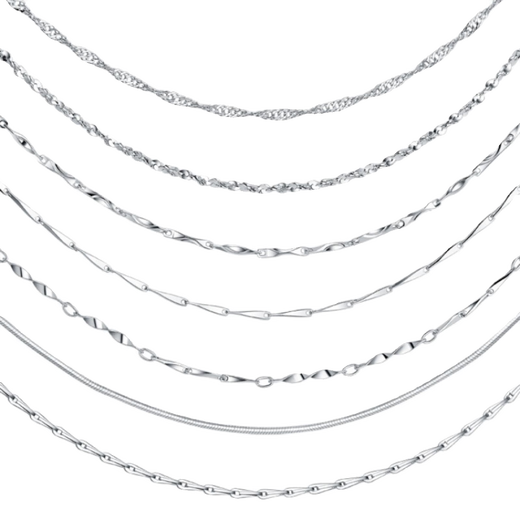 Fat Donglai's same style plain chain 18k pure white gold necklace women's sweater chain chain pin type plain single chain 950 platinum clavicle starry sky 45 cm