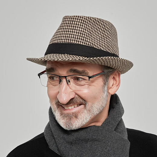 SOMUBAY middle-aged and elderly men's top hat autumn and winter thin retro jazz hat four seasons dad gentleman hat Shanghai beach hat men's coffee one size 56-58CM