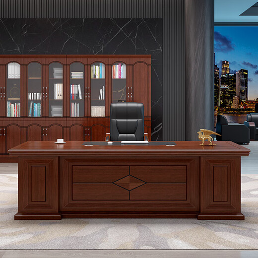 Rulan boss desk office desk and chair combination simple modern high-end office executive desk executive desk president desk single table + long deputy cabinet 1.6 meters