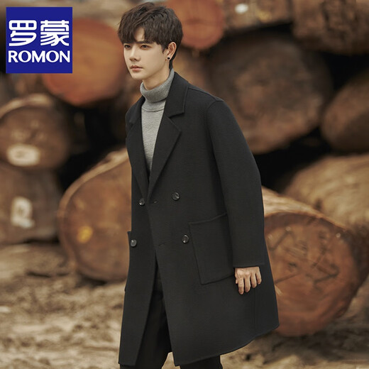 Chaqueta de lana de lana Romon para hombres en otoño y invierno abrigo de vellón de doble cara para hombres Breakrupter de viento espesado de longitud media coreana para hombres Apricot XL
