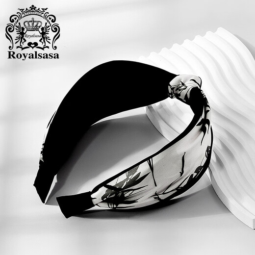 Royal sasa royal sasa hair accessories high-end ink Chinese style wide-brimmed knotted hair hoop women's hairpin fabric headband