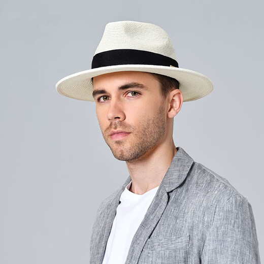 Siggi Strohhut Männer Sommer Gentleman Casual Beach Trend Hut Große Kopf Sunce Hut Ruhige schwarze 59 cm