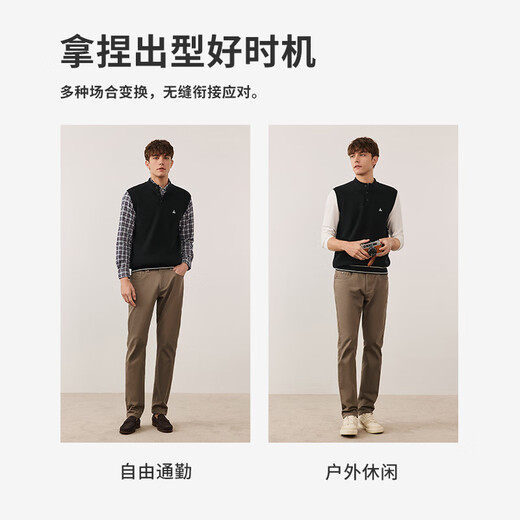 Navigare italienische Dinghy-Strickweste für Herren, Herbst und Winter, halboffener Kragen, Weste mit lässigem, ärmellosem Strickpullover, dunkles Nachtschwarz, Größe L