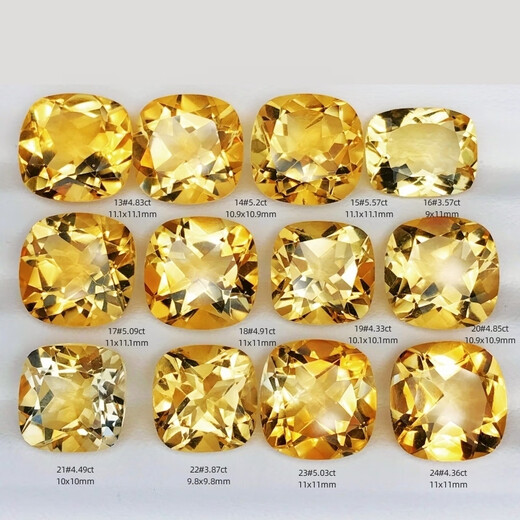 Blue Xianghe 4 square citrine bare stone ring inlay customized 18k gold and silver men's and women's ring pendant earrings gift bracelet 2.65 carats 3#