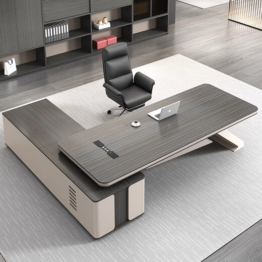 Guiqiu painted boss desk office desk simple modern leadership chairman president desk executive desk office desk and chair combination 2.4 meters boss table + boss chair + side cabinet