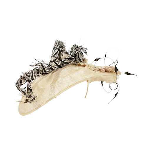 EE Британская мода льняной цилиндр с большими полями Элегантная банкетная шляпа с перьями Женская (недоступна) Шампанское без ограничений по размеру головы