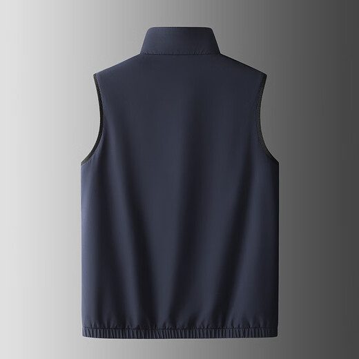 Gu Qian Chaqueta de chaleco para hombres de alta calidad Spring and Autumn Business Vest Vest de lujo Chaleco de lujo Bloqueo de color Mensilización Ejecutivo Clip Dark Blue XL