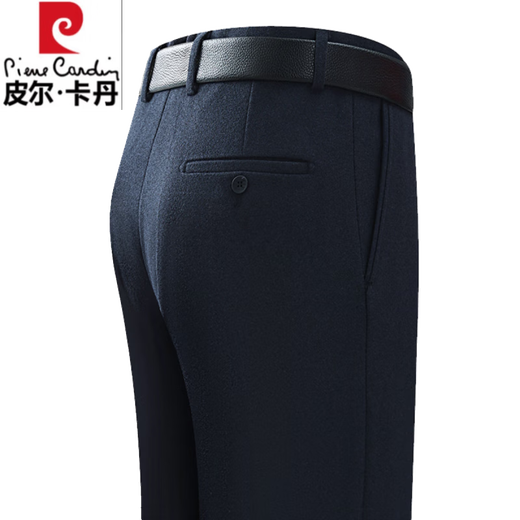 Pier Cardin high-end iron-free wool trousers for men in autumn and winter new elastic straight-leg pants for middle-aged business casual suit pants light gray stripes 6625 [elastic iron-free] 40 [3 feet waist]