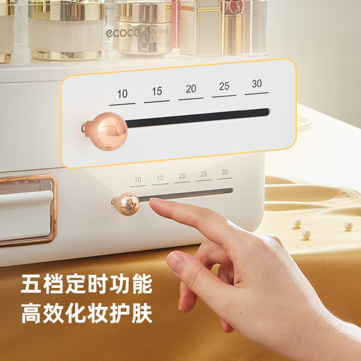 Ecoco cosmetics storage box large capacity makeup box dressing table skin care product storage box girlfriend Valentine's Day gift light luxury model cream color-come with lipstick holder