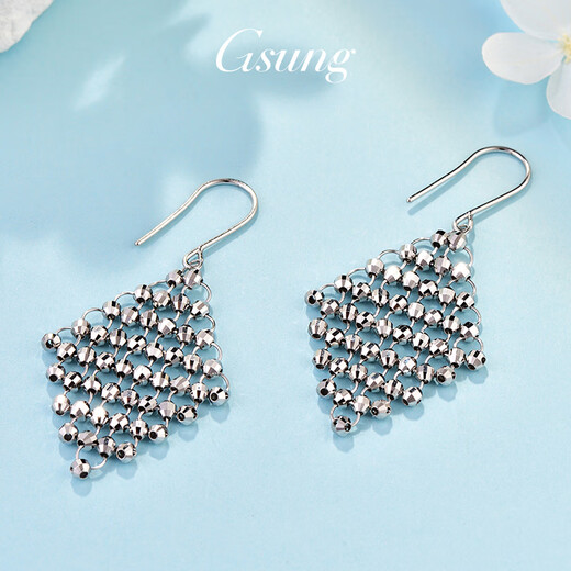 GsunG platinum earrings for women PT950 new laser beads ear hooks platinum fashionable earrings boutique earrings price by gram contact before bidding