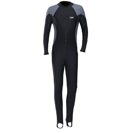 Yobel men's one-piece swimsuit snorkeling surfing wetsuit swimsuit long-sleeved trousers sun protection quick-drying full body warm swimsuit black and gray M recommended 150-160CM weight 95-110Jin Jin equals 0.5 kg