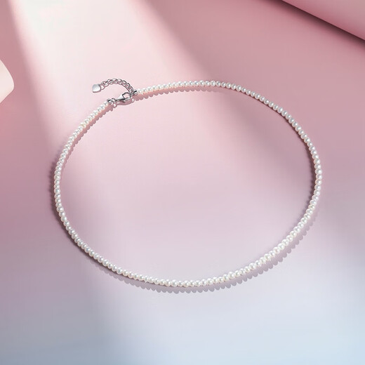 Pearl Queen S925 silver freshwater baby pearl necklace 3-4mm millet bead clavicle chain birthday gift for women