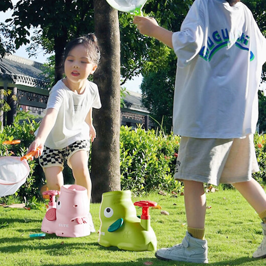 Mom and dad children's toys foot pedal flying saucer outdoor toys for boys and girls bamboo dragonfly flying saucer little elephant barking pedal ejection flying saucer