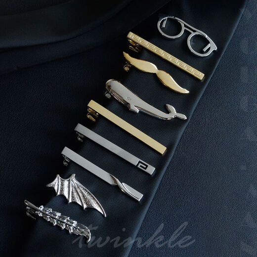 Chill summer men simple silver metal business groom wedding fashion crystal professional security tie clip B-08 silver/short
