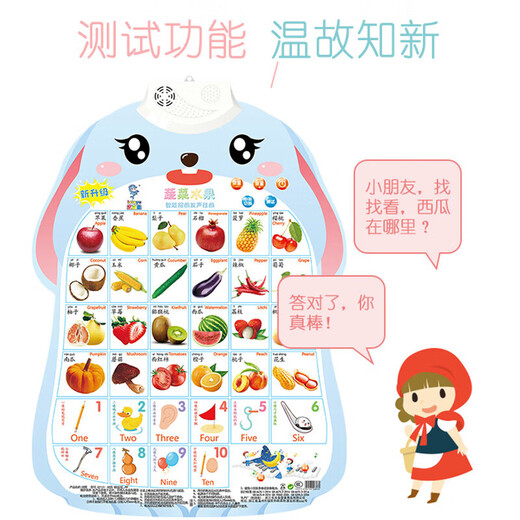 Y•S•R 奕思瑞婴儿有声早教挂图识字汉语拼音表数字英文字母看图识物儿童玩具 【启蒙认知】动物+人物+蔬果 0-3岁宝宝认知点读发声墙贴