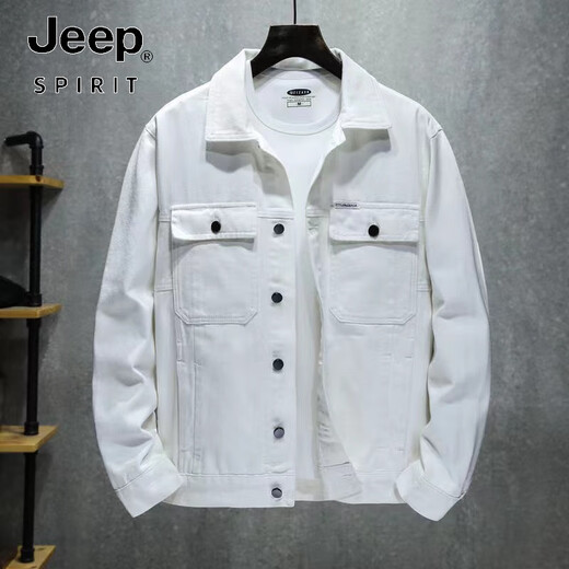 JEEP SPIRIT American casual khaki denim jacket men's Korean style trendy flying employee jacket trendy brand loose plus size top Khaki XCL659 high quality 3XL