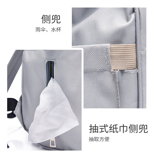纷素妈咪包双肩包大容量手提包母婴包妈妈包包女包书包背包女双肩包女 蓝色小猫妈咪包