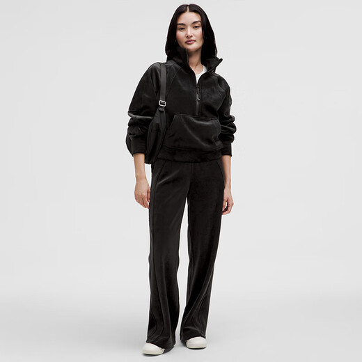 Lululemon丨Scuba women's mid-waist wide-leg sweatpants *velvet LW5HAAA black M