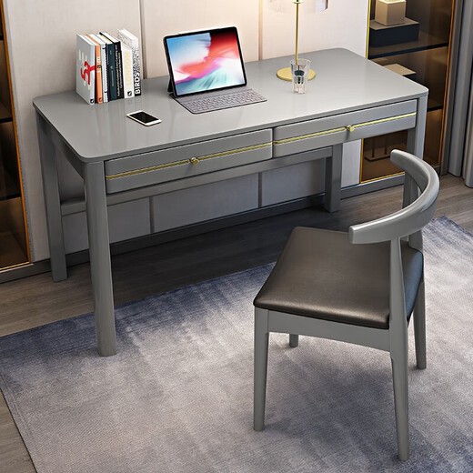 MUYESIYU is in stock quickly. Nordic solid wood computer desk, student study desk, home minimalist light luxury desk, walnut color - solid wood single table 120*60*75cm, double drawers