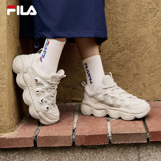 FILA Yang Mi's same style official pea shoes women's shoes dad shoes sports shoes winter new sports and casual shoes oatmeal brown-OM 37.5