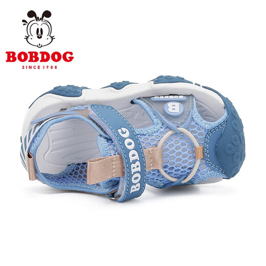 BOBDOG children's shoes, baby boys' sandals, new summer girls' soft-soled toe-toe toddler shoes, children's shoes, moonlight blue/cerulean blue 22, suitable for feet 13.5cm long