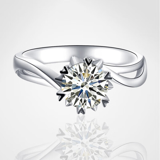 AVHE platinum diamond ring for women artificially cultivated diamond D color VVS twisted arm snowflake wedding gift for lover Chinese Valentine's Day 18K gold diamond ring-1 carat D color VVS