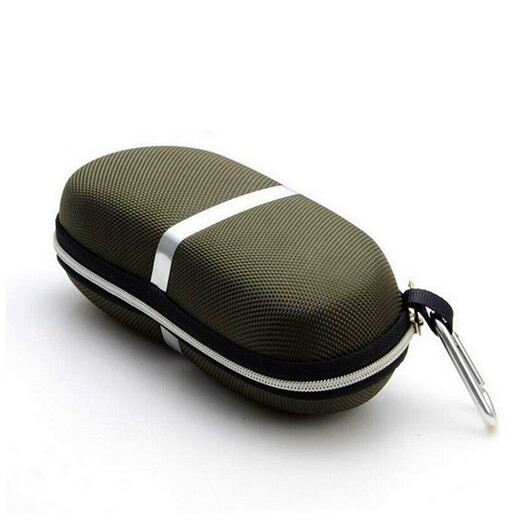 
MINCITY Large Zipper Glasses Case Anti-compression EVA Sun Glasses Zipper Case Silver White Strip Aluminum Hook Black + Glasses Cloth + Cleaning Liquid Large