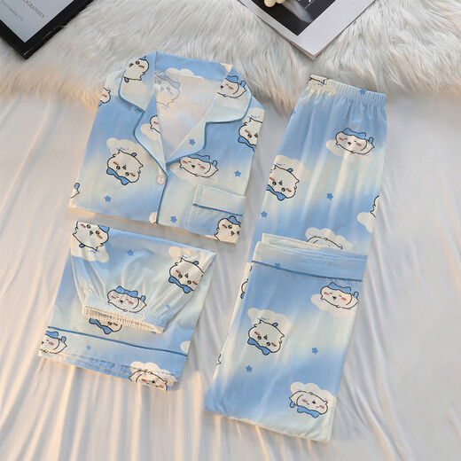 
Pajamas for women, three-piece set chiikawa summer short-sleeved loose casual and cute little eight-sleeved home clothes can be worn outside. KK14116 L [recommended 100-120 Jin [Jin equals 0.5 kg]]