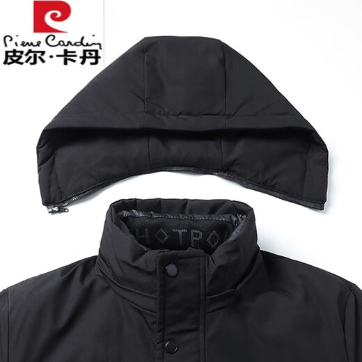 Pierre Cardin 2025 winter middle-aged and elderly men's gold mink velvet parka plus velvet thickened daddy cotton coat mid-length jacket for men 23-8 black 3XL 3XL recommended 145-160Jin Jin equals 0.5 kg